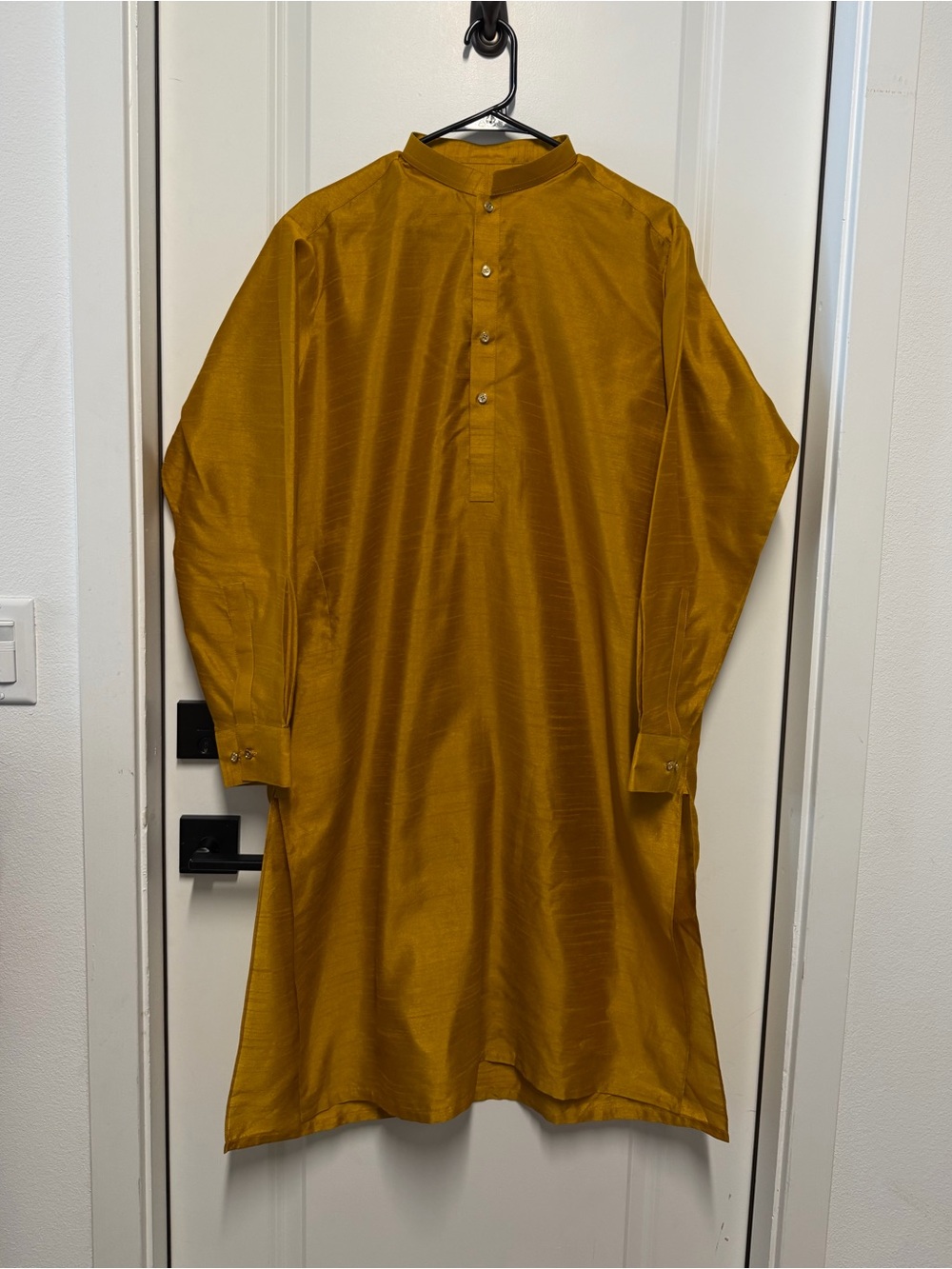 Custom Mustard Gold Shimmer Pakistani Kurta Shalwar Set – Never Worn